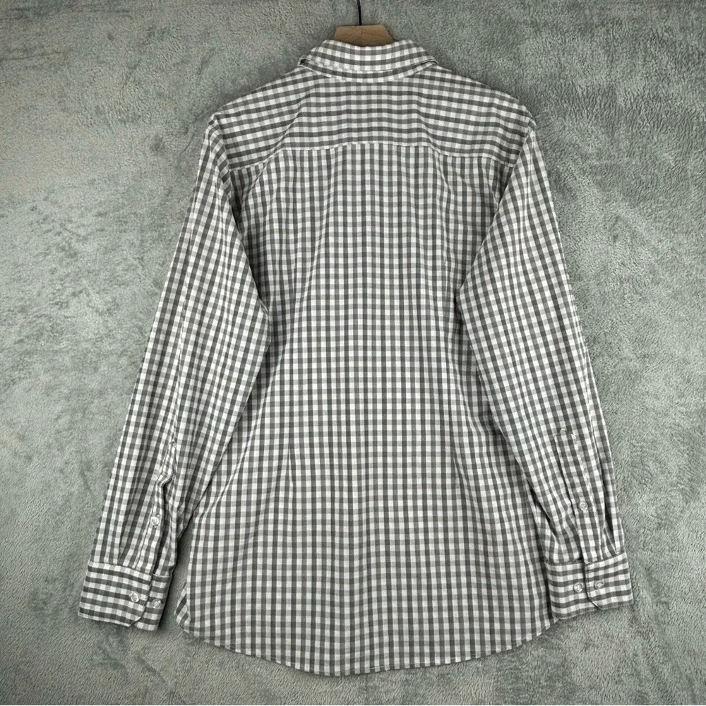 Mizzen Main Shirt Mens XL Trim Fit Performance Button Up‎ Gray White Check